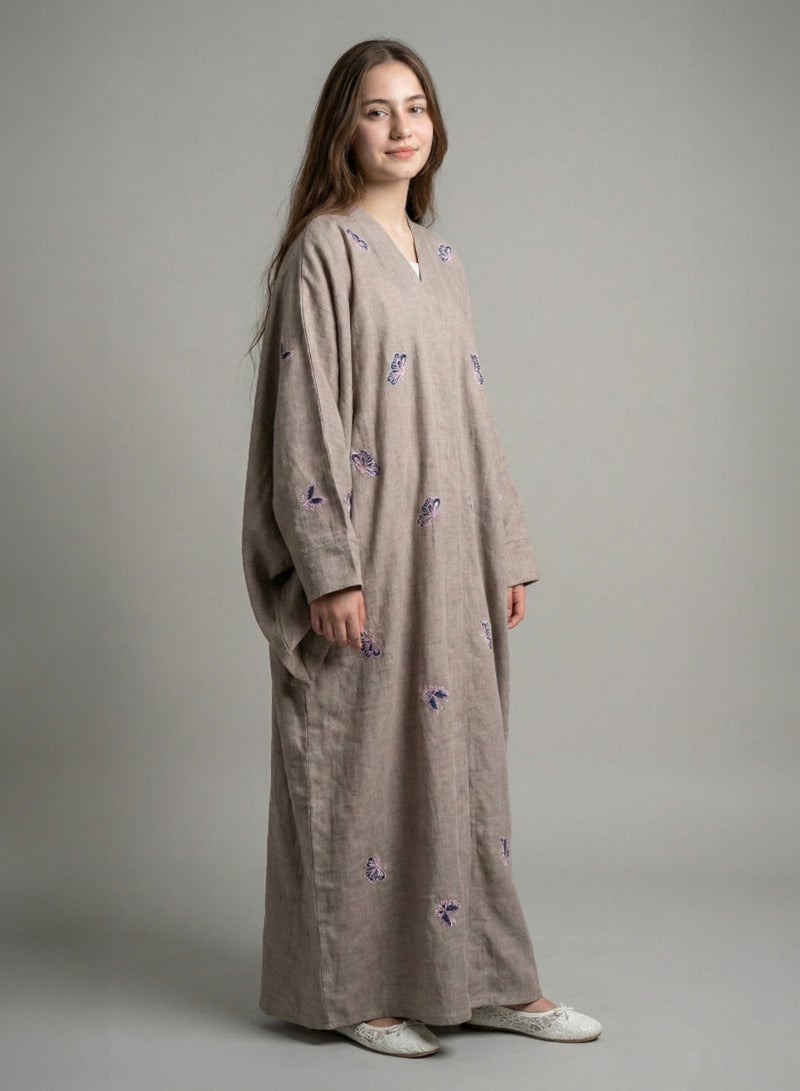 BHNS School abayas, linen bisht fabric, and teenage abayas | Teenage abaya and the teenage stage abaya | Colorful abayas for the teenage age and abayas for the teenage age | Abaya for the teenage age and small abayas | Small abayas for girls suitable for every style | Abaya for short girls and abaya for petite | Abaya for school and abayas for intermediate | Abaya for secondary and abaya for university | Elegant, luxurious, stylish, soft abayas | Al-Hiba abaya trend, Gulf bisht | Abayas for teenage girls and for teenagers suitable for school and intermediate. - Image 1